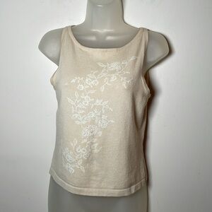 The Limited stretch Tank Top women’s Beige beaded Ramie Cotton blend size S